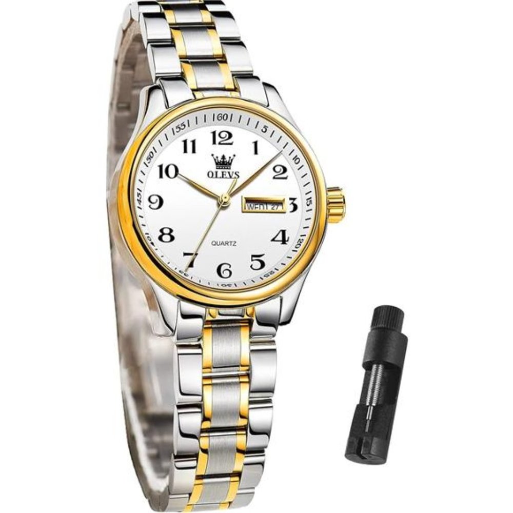 Business Women Watches Day Date,Woman Watches with Silver Gold Stainless Steel